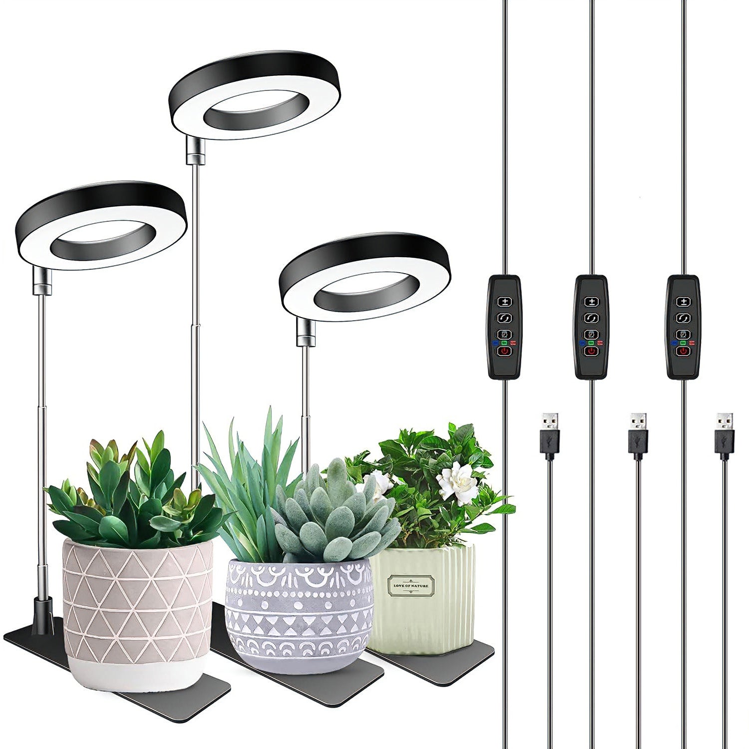 LED Telescopic Angel Ring Full Spectrum Grow Light with Timer